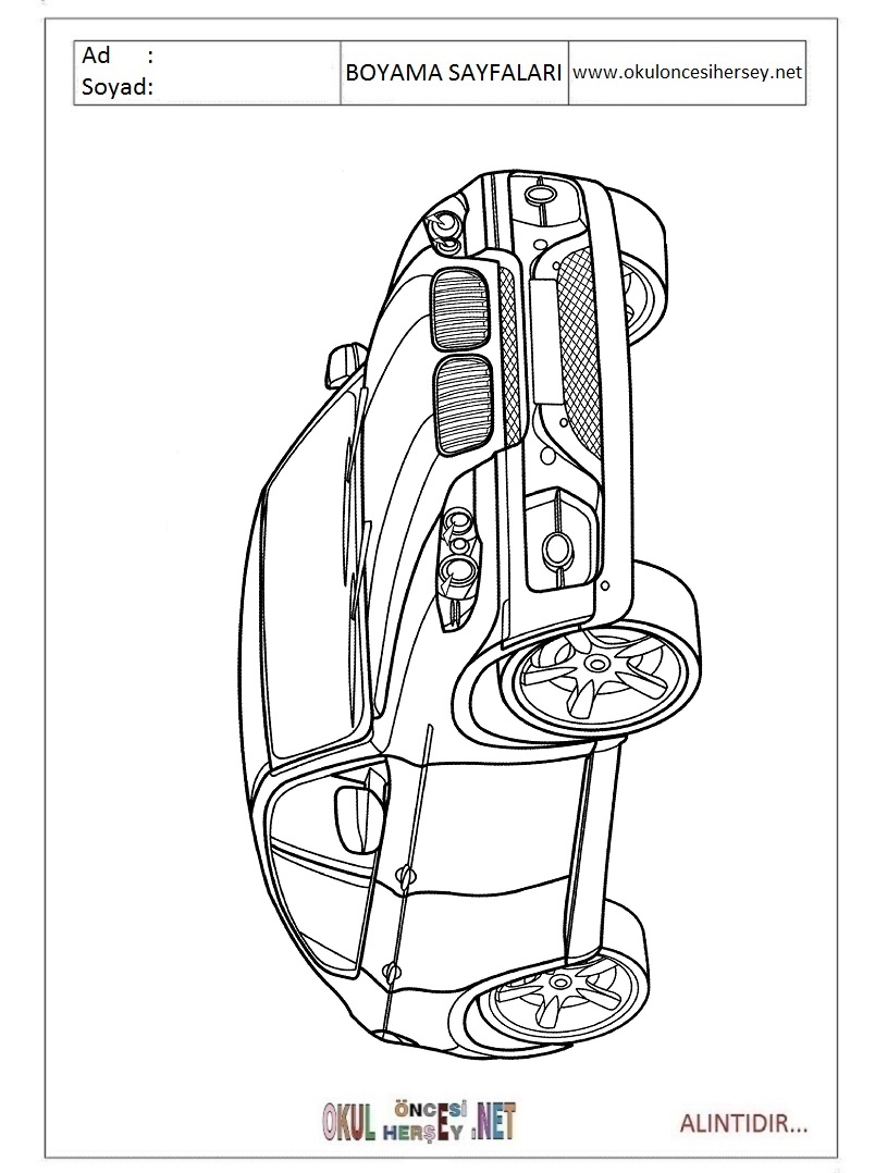 Araba Boyama Sayfasi Okuloncesitr Preschool Araba Boyama Sayfalari Bmw