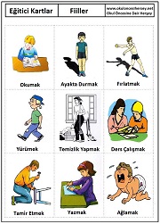Okul öncesi fiiller eğitici kartları Okul öncesi fiiller eğitici kartları