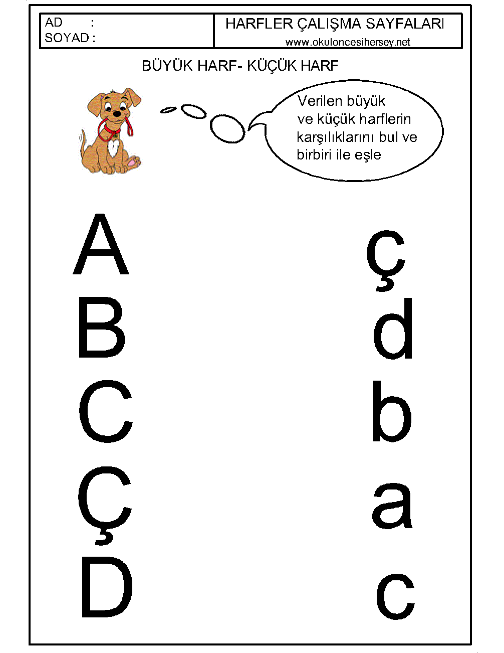 büyük ve küçük harfleri eşleştirme çalışmaları