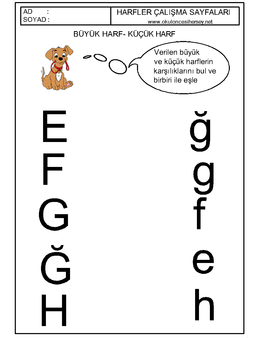 büyük ve küçük harfleri eşleştirme çalışmaları