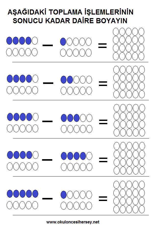okul öncesi çocuklar için matematiksel işlemler