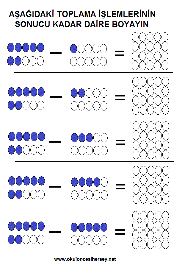 okul öncesi çocuklar için basit matematiksel işlemler