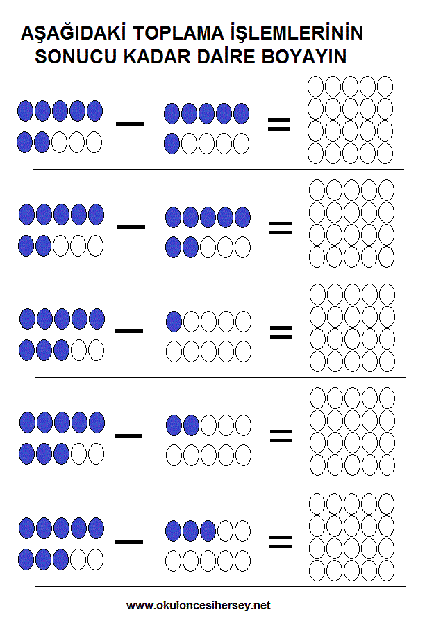 okul öncesi çocuklar için basit matematiksel işlemler