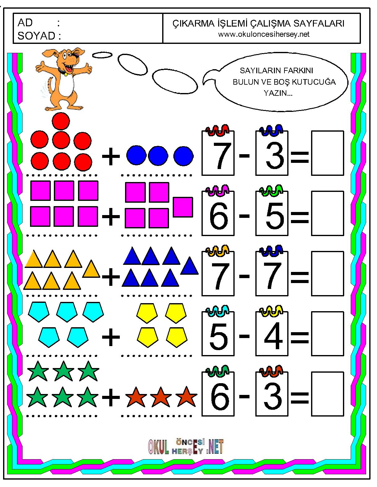 1 Sinif Resimli Toplama Islemi Alfabe Calisma Sayfalari Anaokulu Matematigi Okul Oncesi