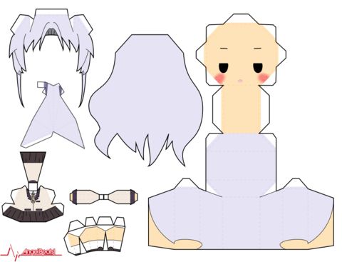 Çocuklar İçin  Angel Beats Kağıt Kübik Oyuncaklar Şablonu  