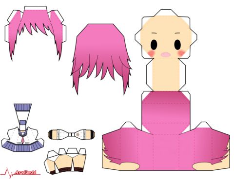 Çocuklar İçin  Angel Beats Kağıt Kübik Oyuncaklar Şablonu  