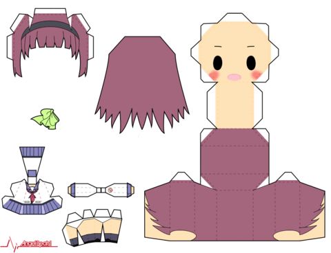 Çocuklar İçin  Angel Beats Kağıt Kübik Oyuncaklar Şablonu  
