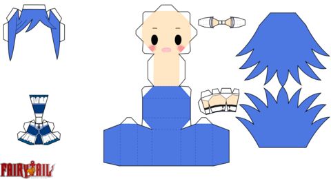 Çocuklar İçin  Fairy Tail Kağıt Kübik Oyuncaklar Şablonu  