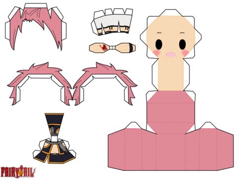 Çocuklar İçin  Fairy Tail Kağıt Kübik Oyuncaklar Şablonu  