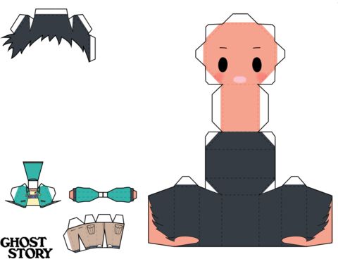 Çocuklar İçin  Chibi Bebekleri Kübik Kağıt Katlama  Şablonu  