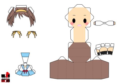 Çocuklar İçin  Haruhi Suzumiya Kağıt Kübik Oyuncaklar Şablonu  