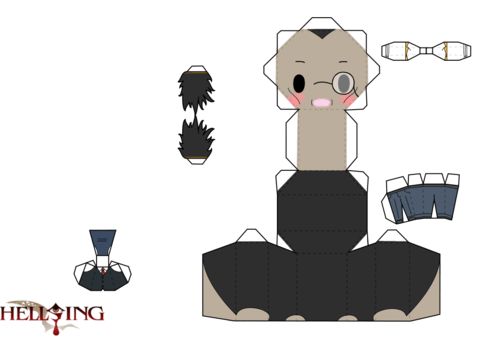 Çocuklar İçin  Hellsing Kağıt Kübik Oyuncaklar Şablonu  