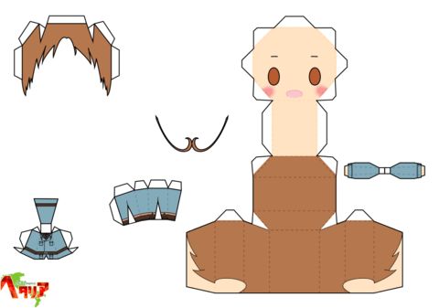 Çocuklar İçin  Hetalia Kağıt Kübik Oyuncaklar Şablonu  
