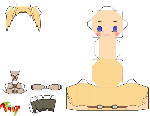 Çocuklar İçin  Hetalia Kağıt Kübik Oyuncaklar Şablonu  