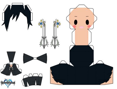 Çocuklar İçin  Kingdom Hearts Kağıt Kübik Oyuncaklar Şablonu  