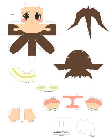 Çocuklar İçin  Chibi Bebekleri Kübik Kağıt Katlama  Şablonu  