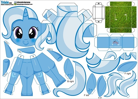 Çocuklar İçin  My Little Pony Kağıt Kübik Oyuncaklar Şablonu  