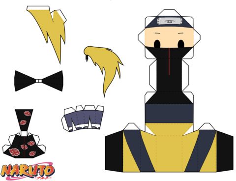 Çocuklar İçin  Naruto Kağıt Kübik Oyuncaklar Şablonu  
