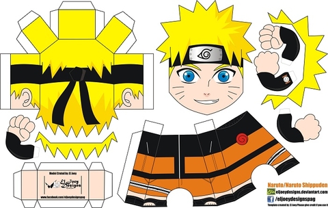Çocuklar İçin  Naruto Kağıt Kübik Oyuncaklar Şablonu  