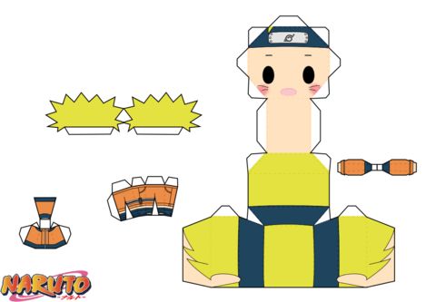 Çocuklar İçin  Naruto Kağıt Kübik Oyuncaklar Şablonu  