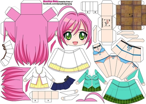 Çocuklar İçin  Rosario Vampire Kağıt Kübik Oyuncaklar Şablonu  