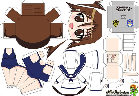 Çocuklar İçin  Strike Witches Kağıt Kübik Oyuncaklar Şablonu  