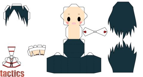 Çocuklar İçin  Chibi Bebekleri Kübik Kağıt Katlama  Şablonu  