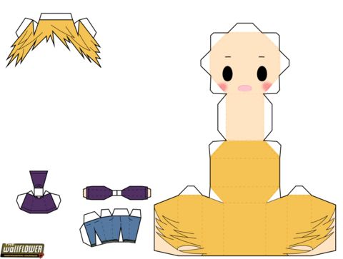 Çocuklar İçin  Chibi Bebekleri Kübik Kağıt Katlama  Şablonu  