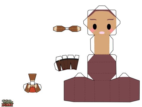 Çocuklar İçin  Chibi Bebekleri Kübik Kağıt Katlama  Şablonu  