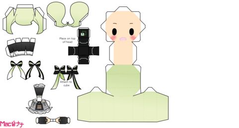 Çocuklar İçin  Chibi Bebekleri Kübik Kağıt Katlama  Şablonu  