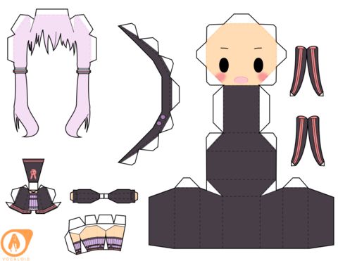 Çocuklar İçin  Vocaloid Kağıt Kübik Oyuncaklar Şablonu  