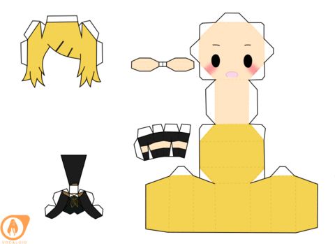 Çocuklar İçin  Vocaloid Kağıt Kübik Oyuncaklar Şablonu  