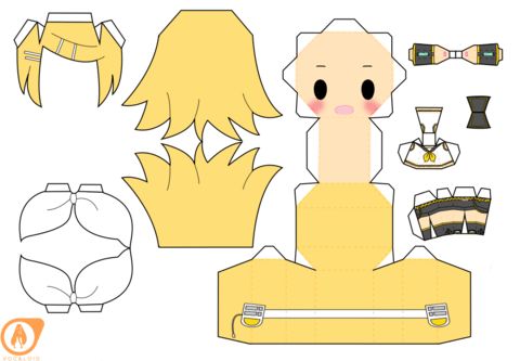 Çocuklar İçin  Vocaloid Kağıt Kübik Oyuncaklar Şablonu  