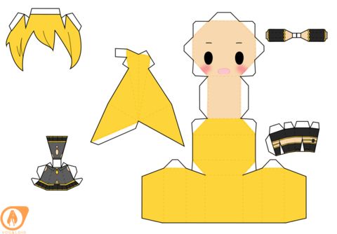 Çocuklar İçin  Vocaloid Kağıt Kübik Oyuncaklar Şablonu  