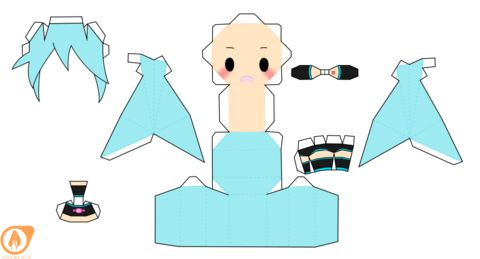 Çocuklar İçin  Vocaloid Kağıt Kübik Oyuncaklar Şablonu  