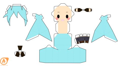 Çocuklar İçin  Vocaloid Kağıt Kübik Oyuncaklar Şablonu  
