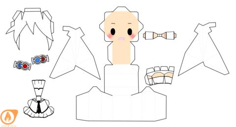 Çocuklar İçin  Vocaloid Kağıt Kübik Oyuncaklar Şablonu  