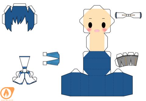 Çocuklar İçin  Vocaloid Kağıt Kübik Oyuncaklar Şablonu  