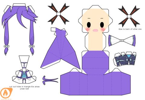 Çocuklar İçin  Vocaloid Kağıt Kübik Oyuncaklar Şablonu  