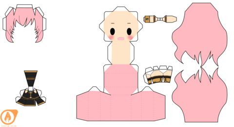 Çocuklar İçin  Vocaloid Kağıt Kübik Oyuncaklar Şablonu  