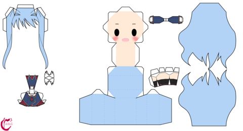 Çocuklar İçin  Chibi Bebekleri Kağıt Kübik Oyuncaklar Şablonu  