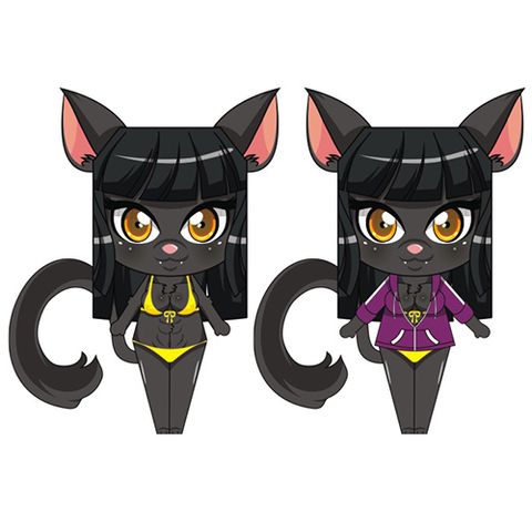 Çocuklar İçin  Chibi Bebekleri Kağıt Kübik Oyuncaklar Şablonu  