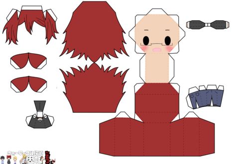 Çocuklar İçin  Chibi Bebekleri Kağıt Kübik Oyuncaklar Şablonu  