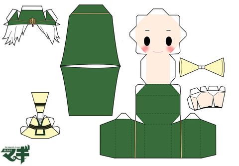 Çocuklar İçin  Chibi Bebekleri Kağıt Kübik Oyuncaklar Şablonu  