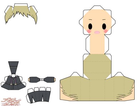Çocuklar İçin  Chibi Bebekleri Kağıt Kübik Oyuncaklar Şablonu  
