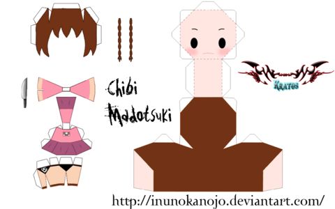 Çocuklar İçin  Chibi Bebekleri Kağıt Kübik Oyuncaklar Şablonu  