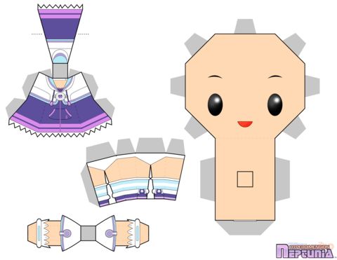 Çocuklar İçin  Chibi Bebekleri Kağıt Kübik Oyuncaklar Şablonu  
