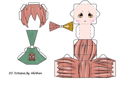 Çocuklar İçin  Chibi Bebekleri Kağıt Kübik Oyuncaklar Şablonu  