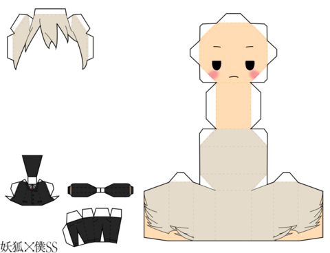 Çocuklar İçin  Chibi Bebekleri Kağıt Kübik Oyuncaklar Şablonu  
