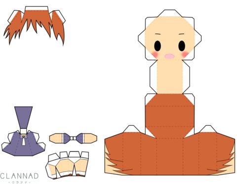 Çocuklar İçin  Chibi Bebekleri Kağıt Kübik Oyuncaklar Şablonu  